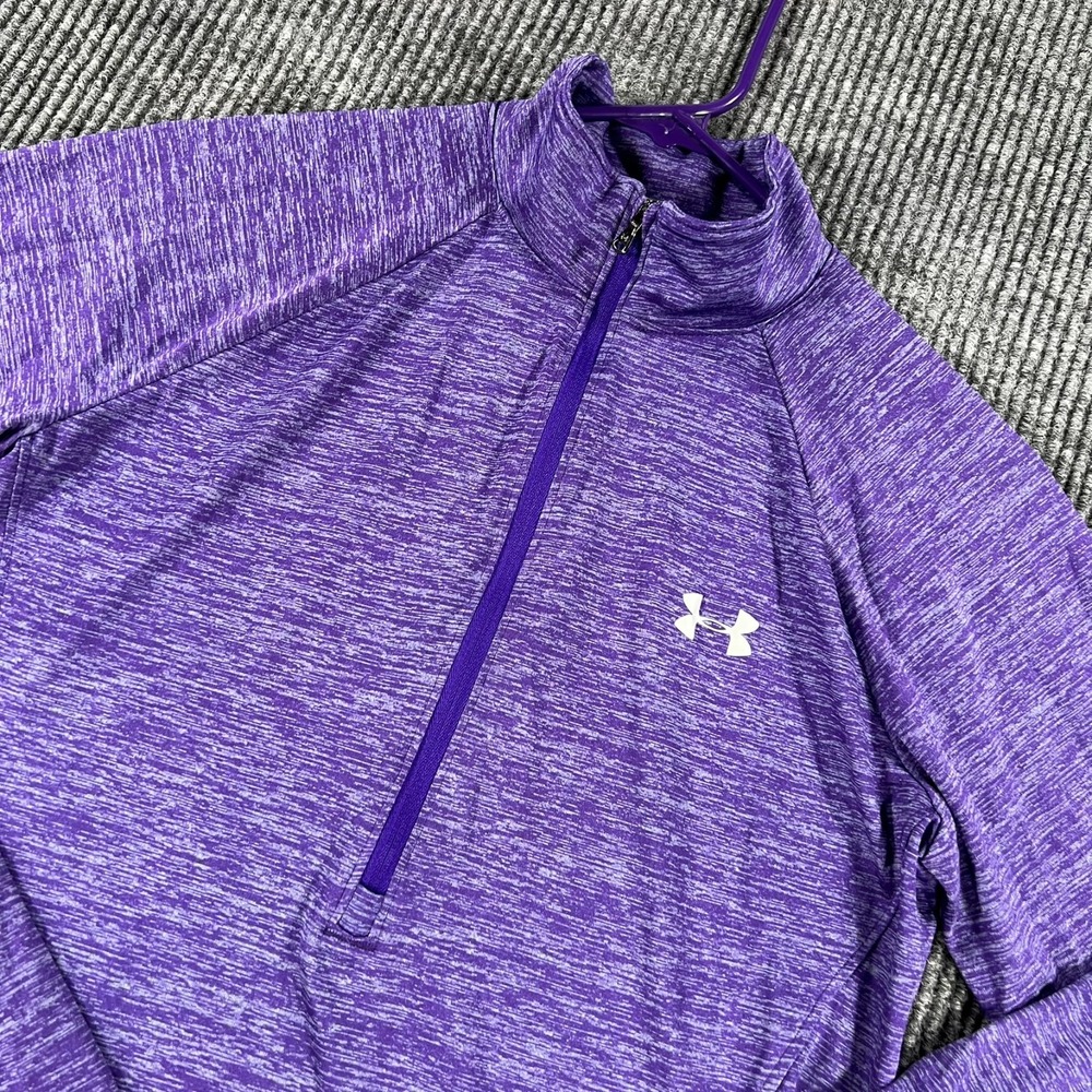 Under Armour Pullover Shirt Womens Medium Purple Long Sleeve 1/4 Heat Gear